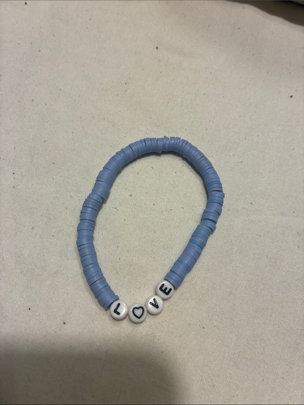 LOVE Bead Stretch Bracelet in Periwinkle Blue
